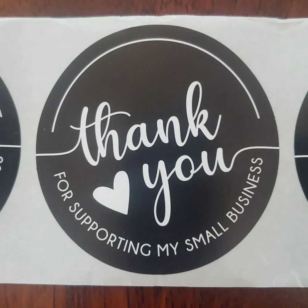 3/$15 Set of 50 THANK YOU STICKERS Black White Large 2